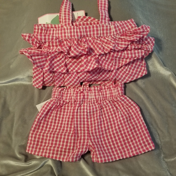 Rare Editions Baby Girl Pink Gingham Ruffle Shorts Set Cotton Infant NWT 12M - Picture 2 of 10
